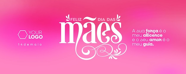 PSD bandeira de mídia social feliz dia das mães com fundo rosa sólido