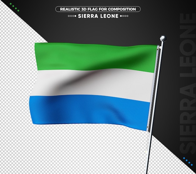 Bandeira de serra leoa com textura 3d para composição