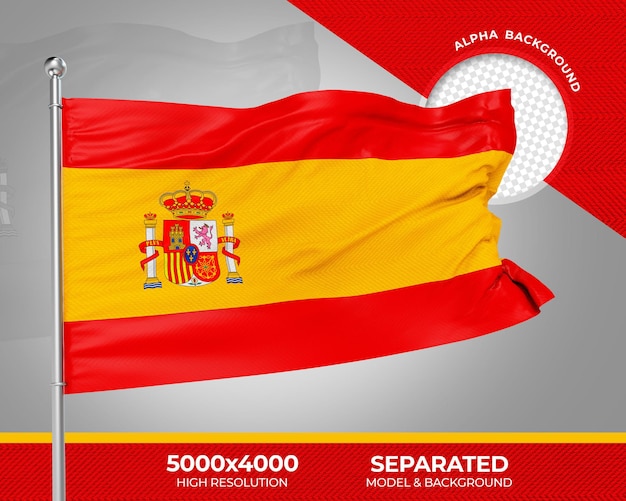 PSD bandeira de textura 3d realista da espanha para composição