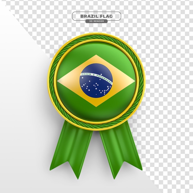PSD bandeira do brasil em formato de pingente em renderização 3d realista