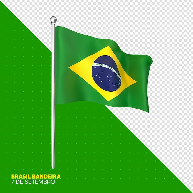 Bandeira do Brasil em renderização realista em 3D