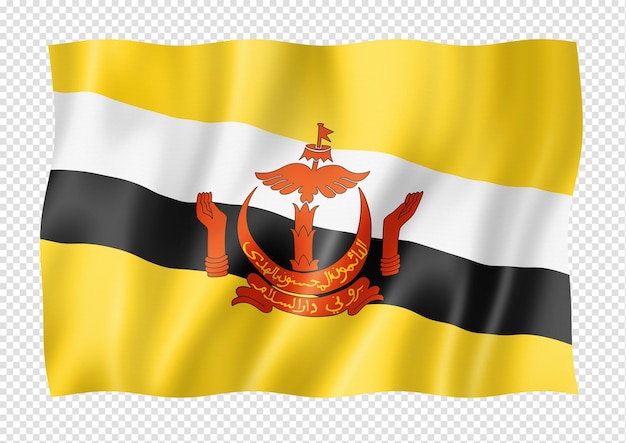 Bandeira do Bruneian isolada no branco