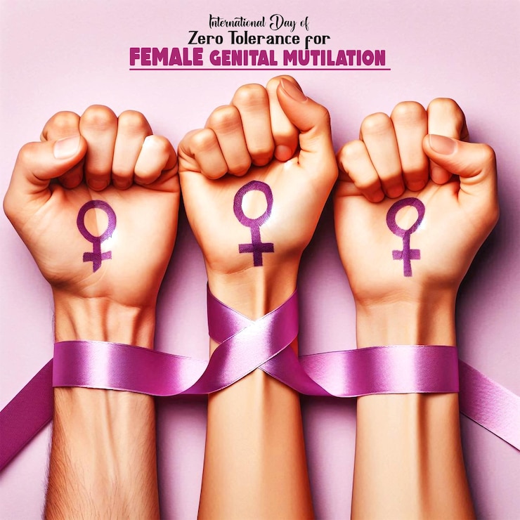PSD bandeira do dia internacional unidos pela mutilação feminina