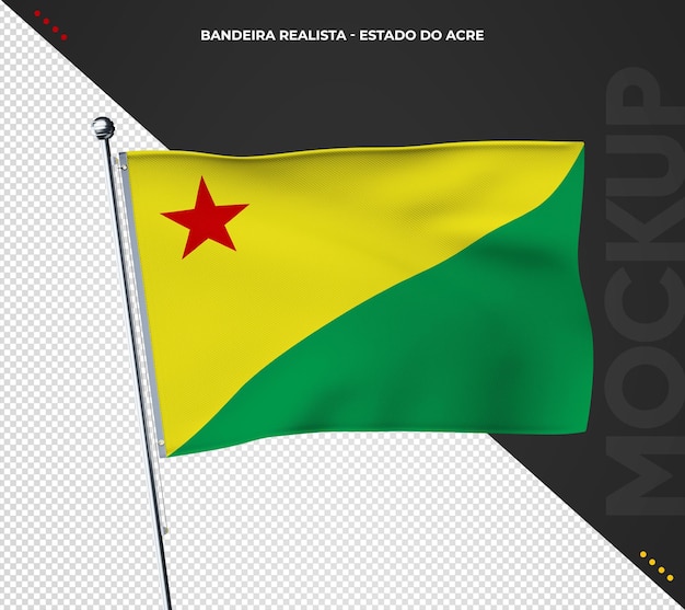 Bandeira do Estado Brasileiro 3d realista Acre Brasil