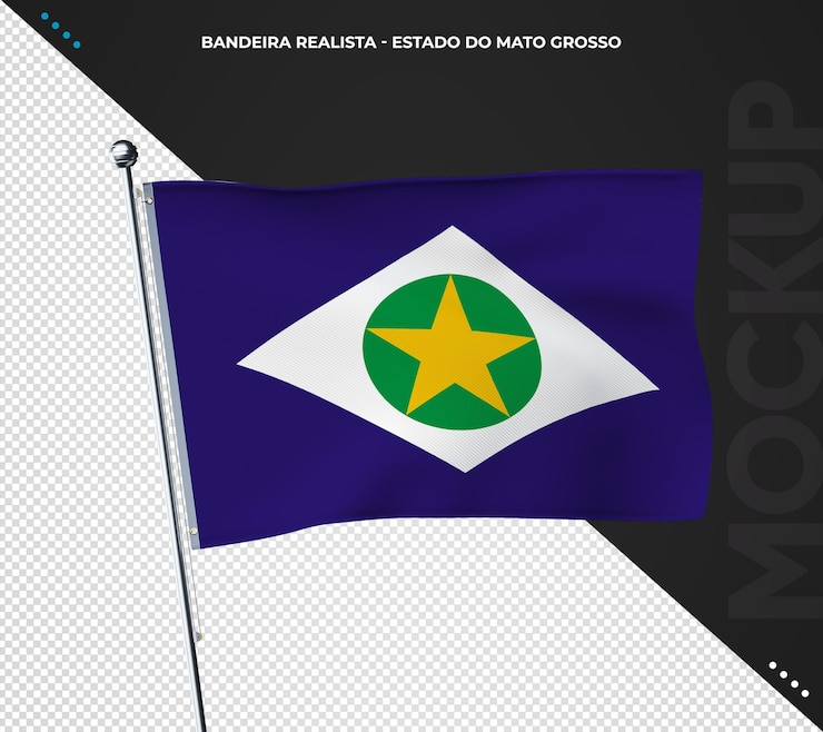 PSD bandeira do estado brasileiro 3d realista mato grosso brasil