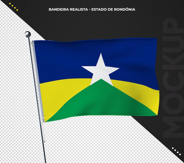 PSD bandeira do estado brasileiro 3d realista rondônia brasil