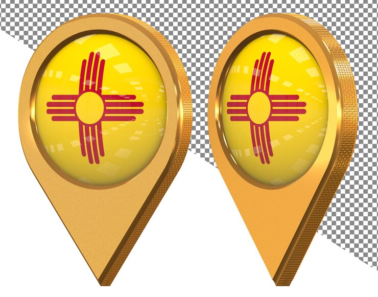 PSD bandeira do ícone de localização do estado do novo méxico isolada com renderização 3d em ângulo diferente