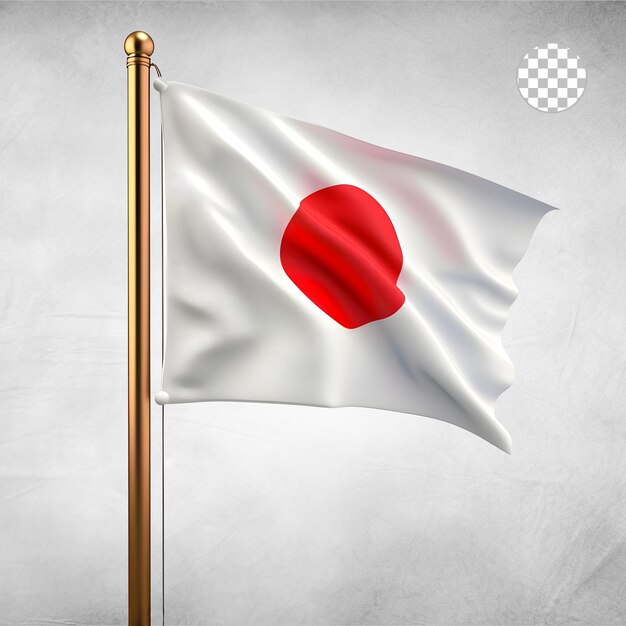 PSD bandeira do japão agitada isolada em fundo transparente