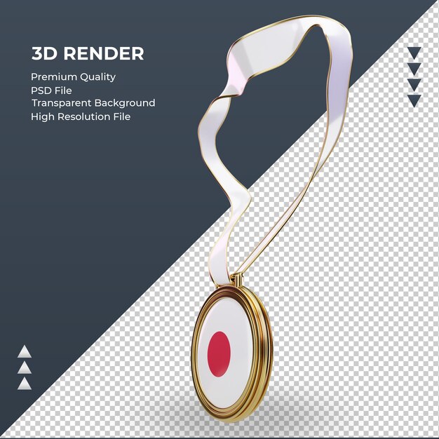 Bandeira do japão medalha 3d renderizando vista direita