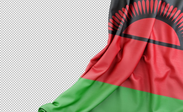 PSD bandeira do malawi com espaço vazio à esquerda renderização em 3d isolada