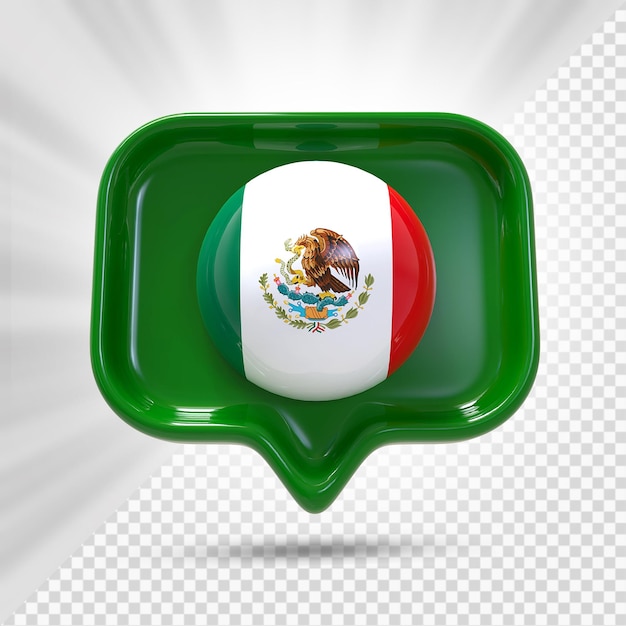 PSD bandeira do méxico no ícone 3d