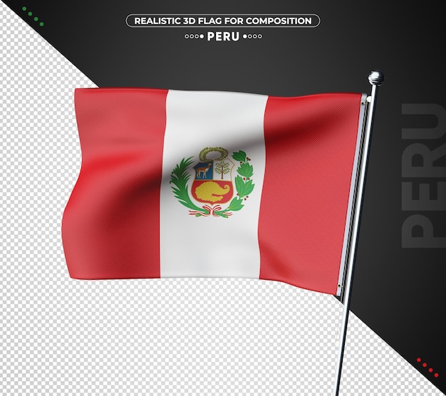 PSD bandeira do peru com textura 3d para composição