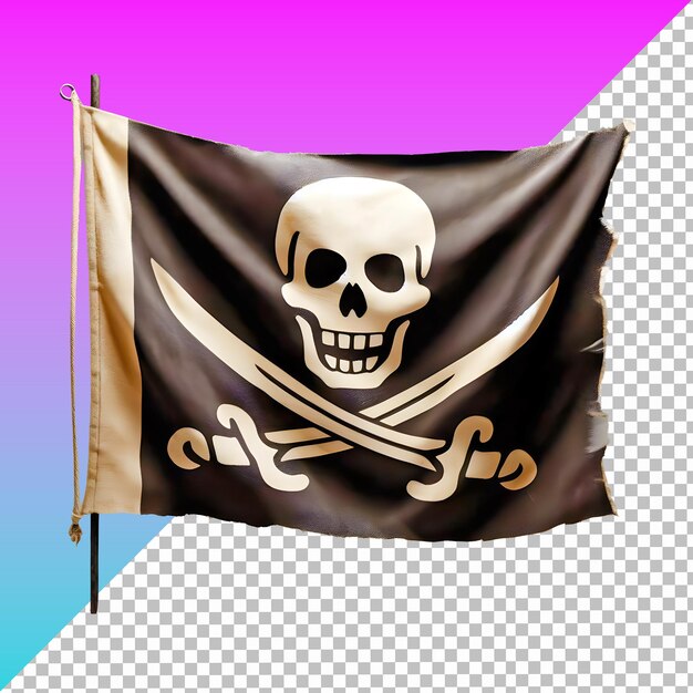 PSD bandeira do pirata jolly roger em fundo transparente