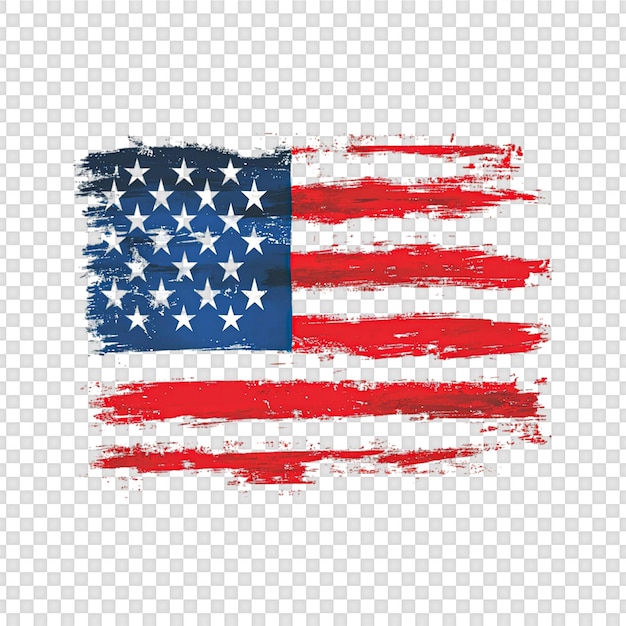 Bandeira dos Estados Unidos com efeito de toque de pincel isolado em fundo transparente