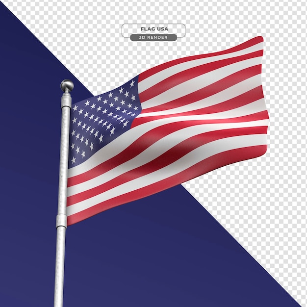 PSD bandeira dos estados unidos em renderização 3d realista