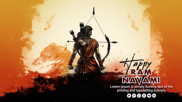 PSD bandeira e fundo do festival de shree ram navami