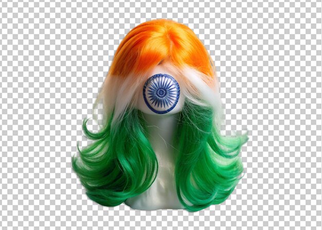 PSD bandeira indiana impressa em peruca de cabelo