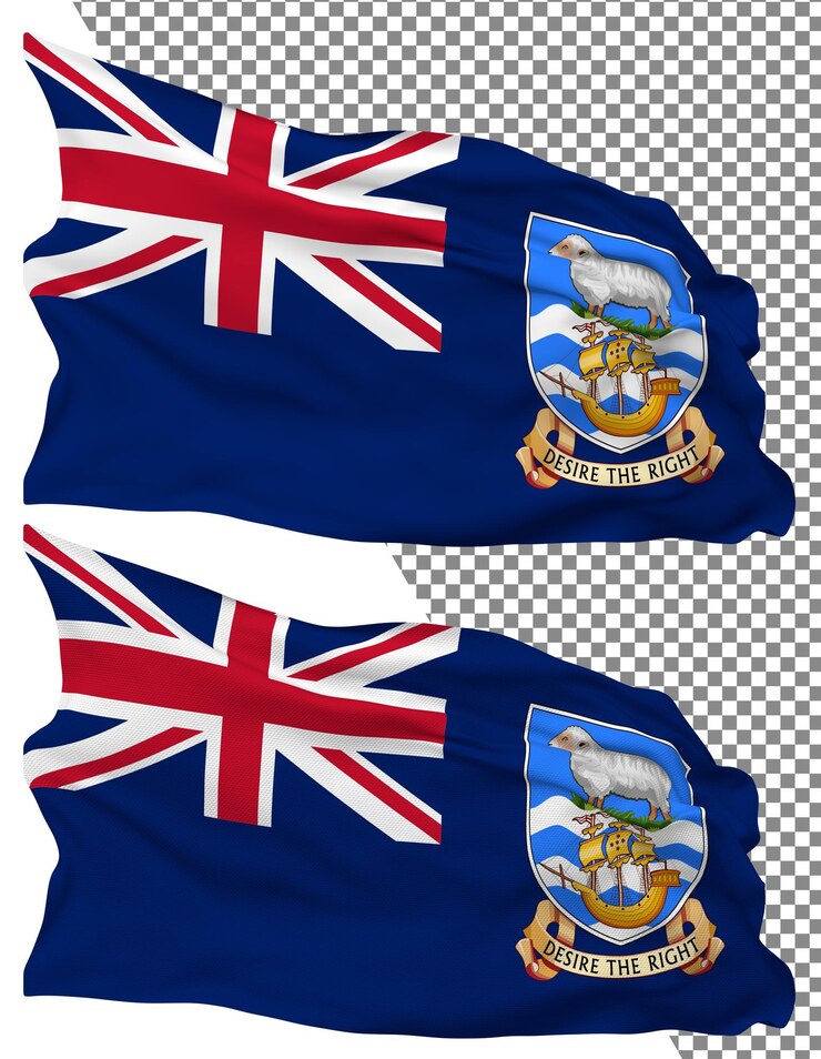 PSD bandeira de las islas malvinas onda aislada textura de golpe plano fondo transparente renderización en 3d