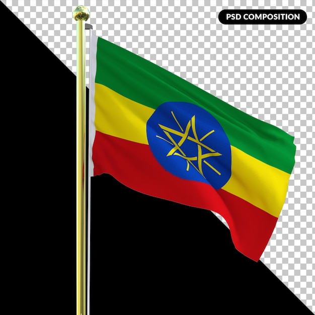 Bandeira nacional da etiópia isolada 3d premium psd