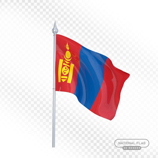 Bandeira Nacional da Mongólia Renderização 3D