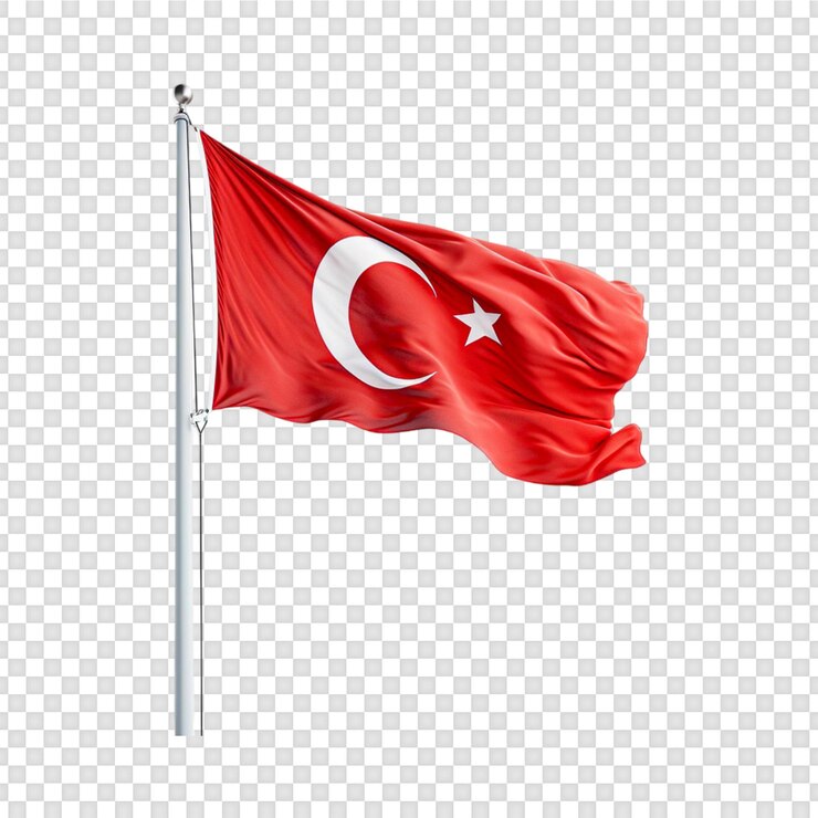 PSD bandeira nacional da turquia isolada em fundo transparente