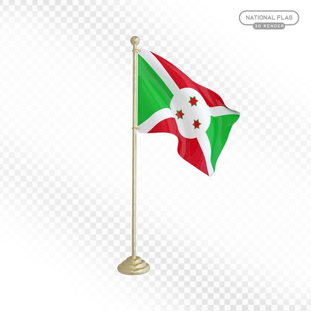 Bandeira Nacional do Burundi Render em 3D