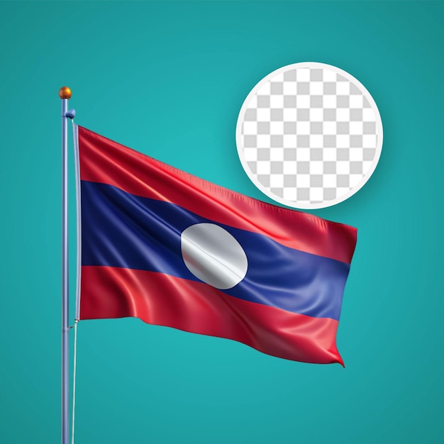 Bandeira nacional do laos png isolado fundo branco 3d