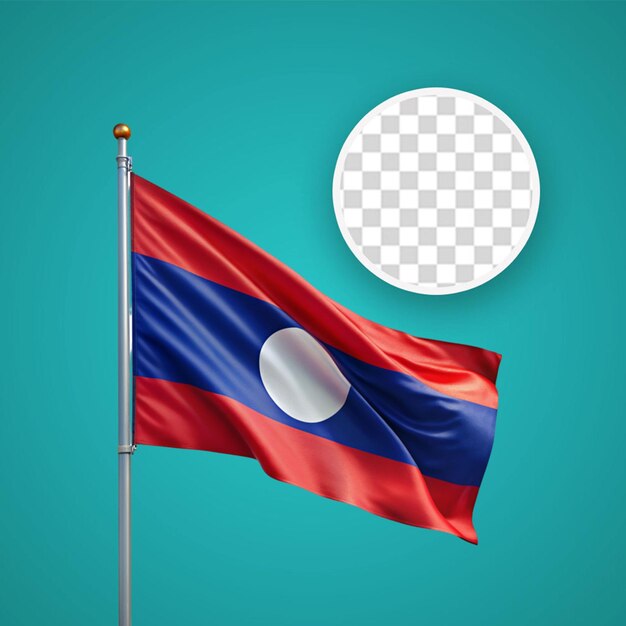 Bandeira nacional do laos png isolado fundo branco 3d