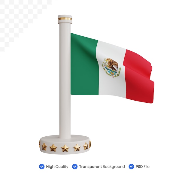 PSD bandeira nacional do méxico de renderização 3d isolada