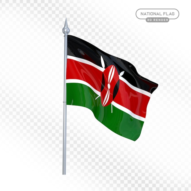 Bandeira Nacional do Quênia em 3D