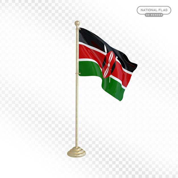 Bandeira Nacional do Quênia em 3D
