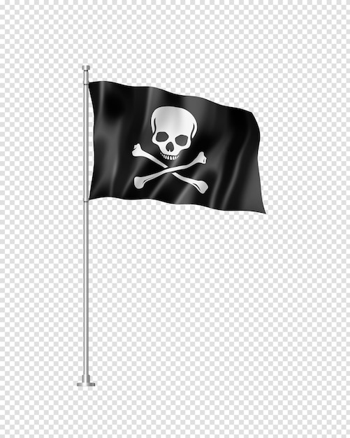 PSD bandeira pirata jolly roger isolada em branco