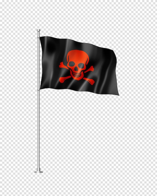Bandeira pirata Jolly Roger isolada em branco