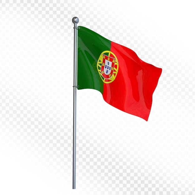 Bandeira portuguesa a agitar-se num poste
