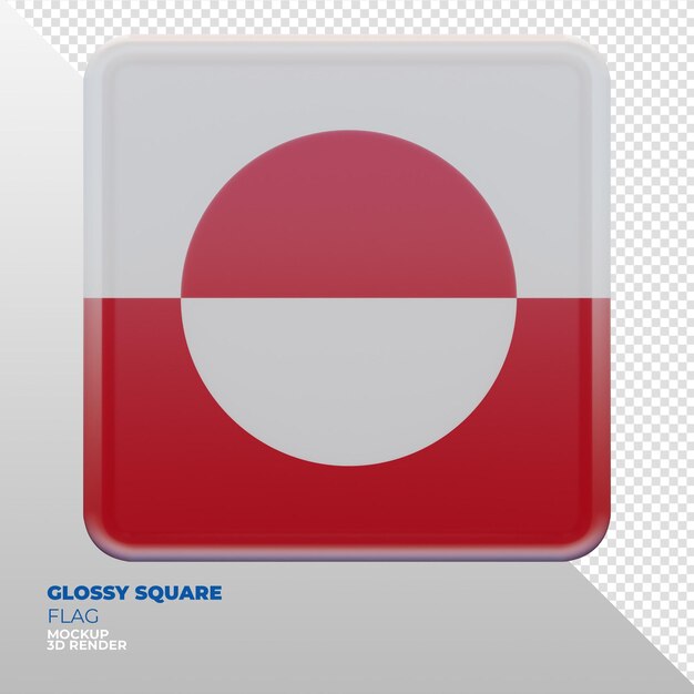 PSD bandeira quadrada brilhante texturizada 3d realista da groenlândia