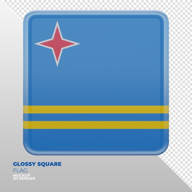 PSD bandeira quadrada brilhante texturizada 3d realista de aruba