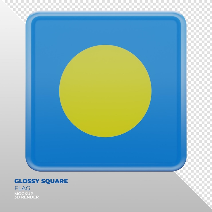 PSD bandeira quadrada brilhante texturizada 3d realista de palau