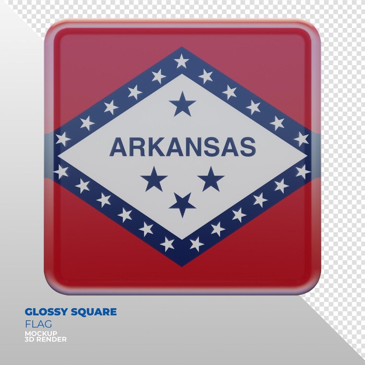PSD bandeira quadrada brilhante texturizada 3d realista do arkansas