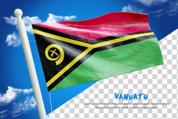 Bandeira realista de vanuatu renderização 3d isolada ou ilustração de bandeira acenando 3d de vanuatu