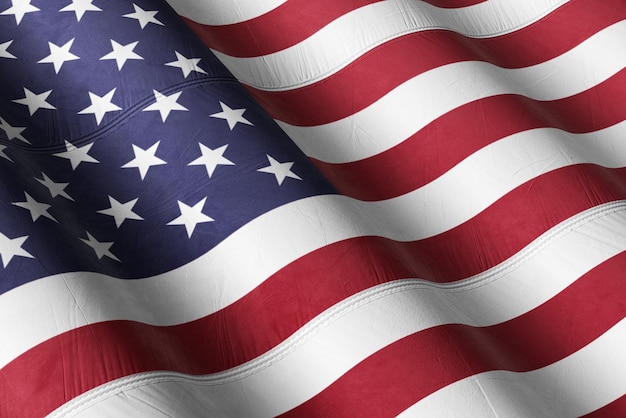 Bandeira realista dos Estados Unidos em 3D