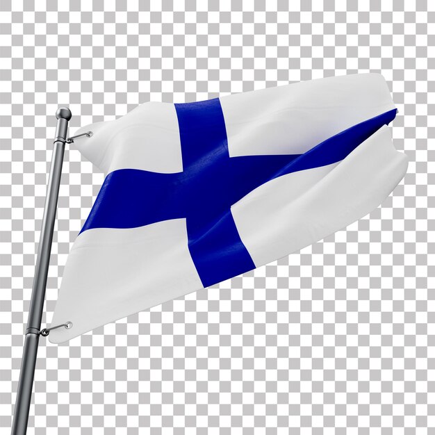 Bandeira realista de Finlandia con fondo transparente en 3D