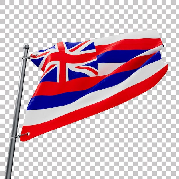 Bandeira realista de Hawai con fondo transparente en 3D