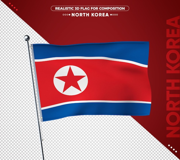 Bandeira texturizada 3d da coreia do norte para composição