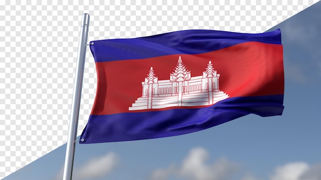 PSD bandeira transparente 3d do camboja