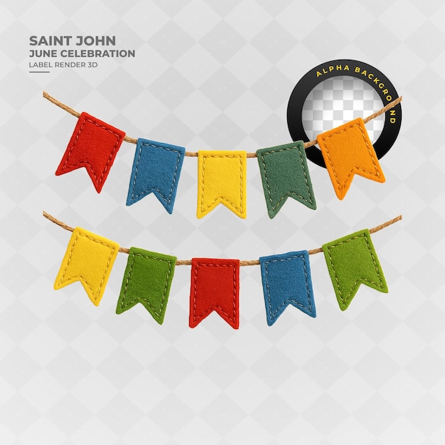 Bandeiras coloridas para uma celebração de São João de Junho