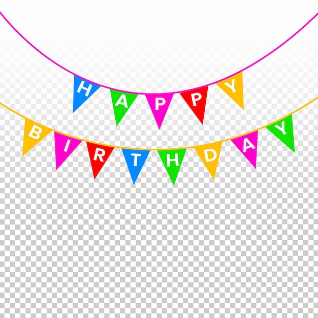 PSD bandeiras de feliz aniversário coloridas para formato de arquivo de modelo de design de aniversário de elemento psd