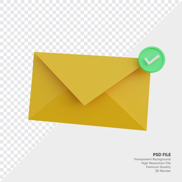 Bandeja de entrada verificada icono 3d