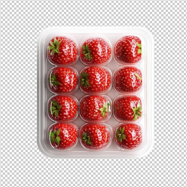 bandeja de frutas de fresa aislada sobre un fondo transparente