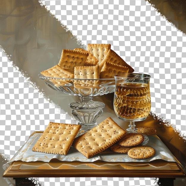 PSD una bandeja de galletas con un vaso de leche y una pirámide de galletas