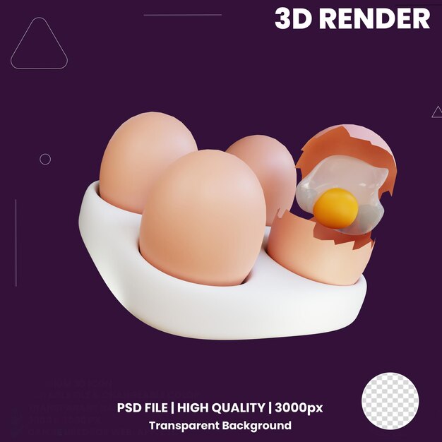 PSD bandeja de huevos de icono 3d